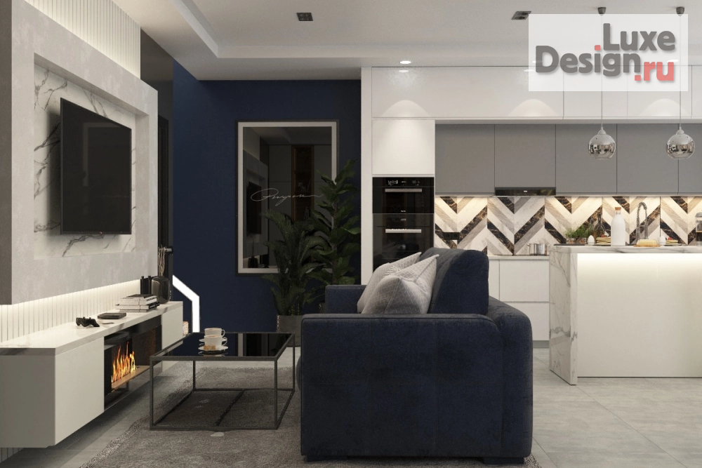 Дизайн интерьера таунхауса "Кухня-гостинная" (фото 1)