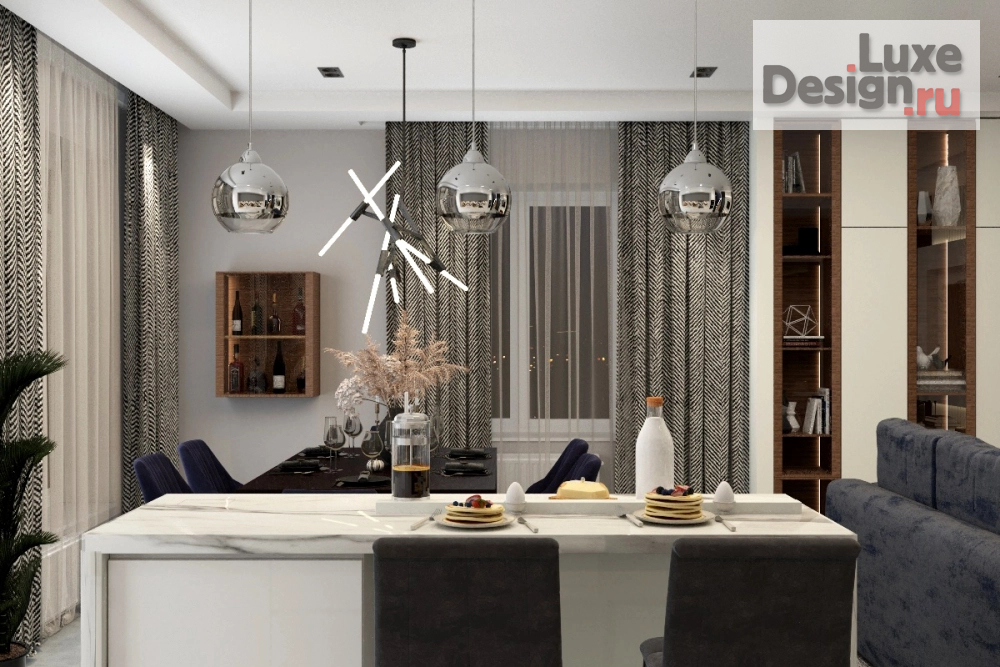 Дизайн интерьера таунхауса "Кухня-гостинная" (фото 9)