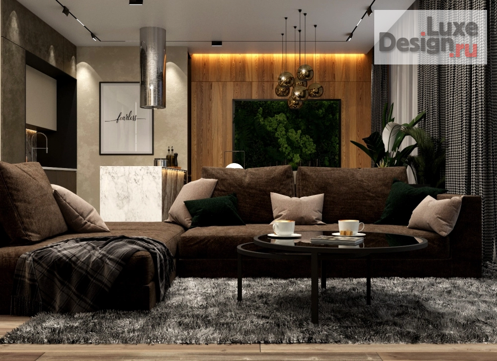 Дизайн интерьера гостиной "Дизайн проект кухни-гостинной 42м2" (фото 1)