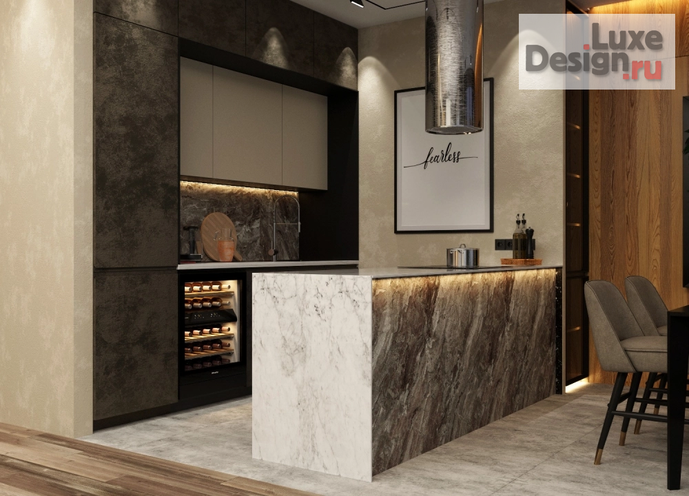 Дизайн интерьера гостиной "Дизайн проект кухни-гостинной 42м2" (фото 7)