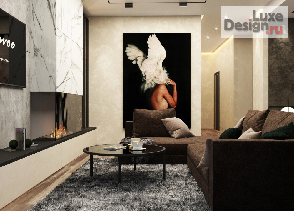 Дизайн интерьера гостиной "Дизайн проект кухни-гостинной 42м2" (фото 2)