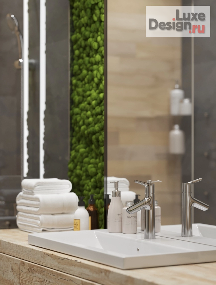 Дизайн интерьера ванной "Санузел в экостиле" (фото 1)