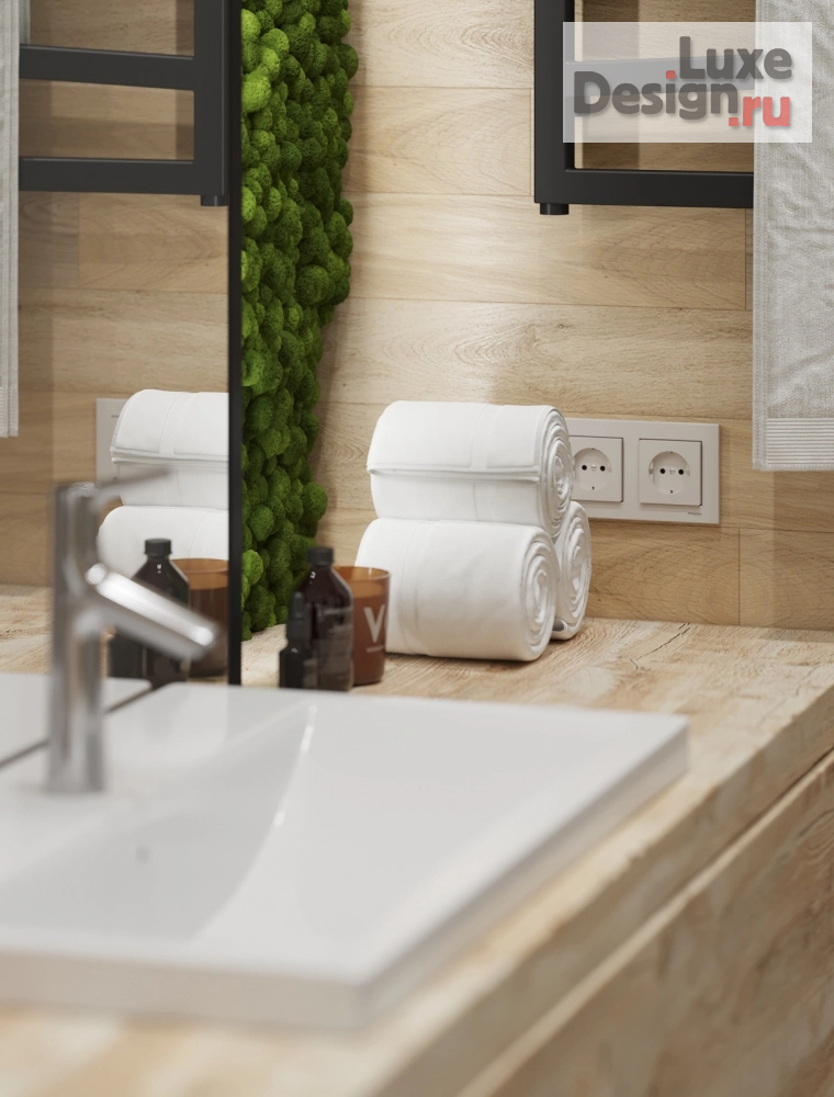 Дизайн интерьера ванной "Санузел в экостиле" (фото 8)