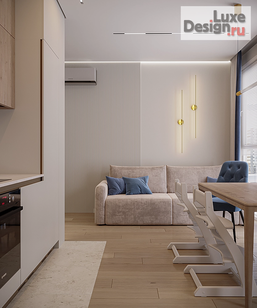 Дизайн интерьера трехкомнатной квартиры "Квартира 57 кв.м. ЖК Южные Сады Мск" (фото 2)