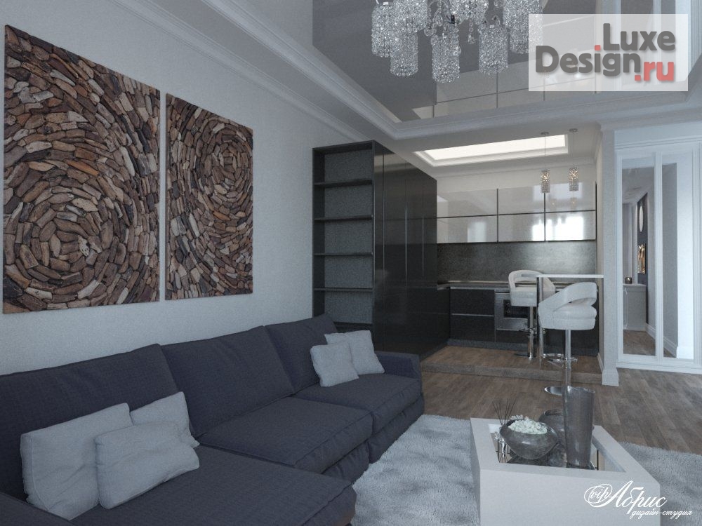 Дизайн интерьера однокомнатной квартиры "Дизайн интерьера квартиры с перепланировкой (ул. Левитана)" (фото 1)