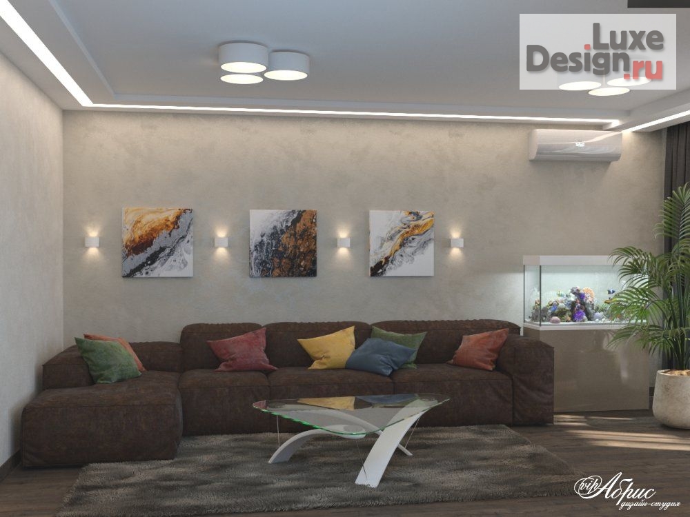 Дизайн интерьера трехкомнатной квартиры "Дизайн трехкомнатной квартиры (ЖК Волжский берег)" (фото 1)