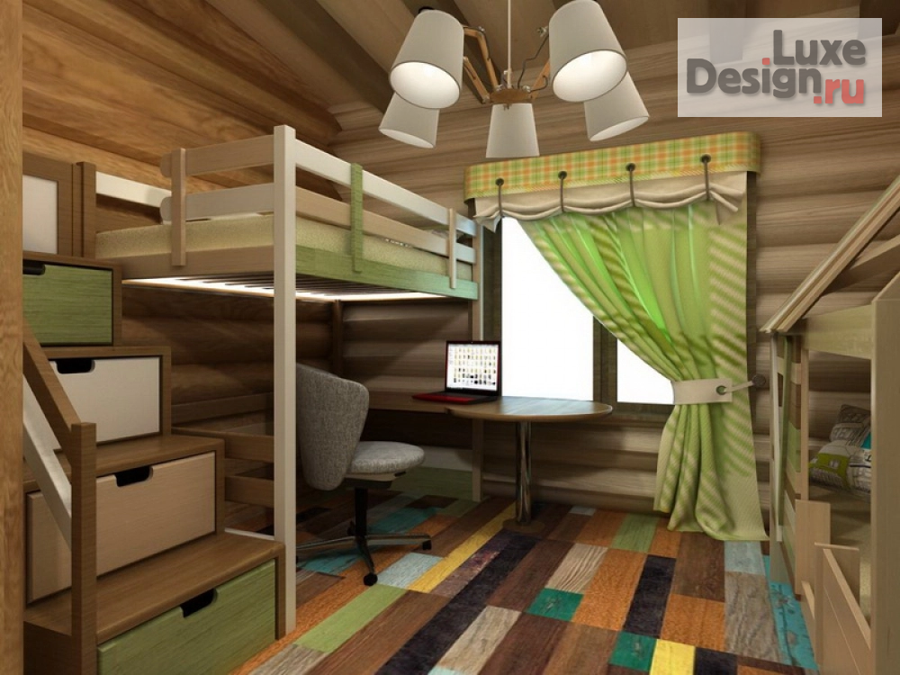 Дизайн интерьера детской "Проект детской комнаты в бревенчатом доме" (фото 2)