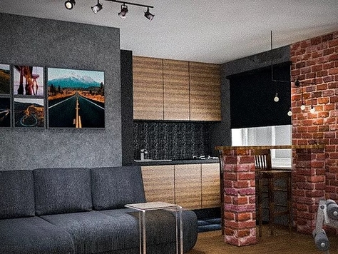 Дизайн интерьера гостиной в Твери "Проект однокомнатной хрущевки для холостяка"